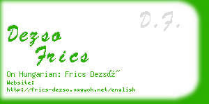 dezso frics business card